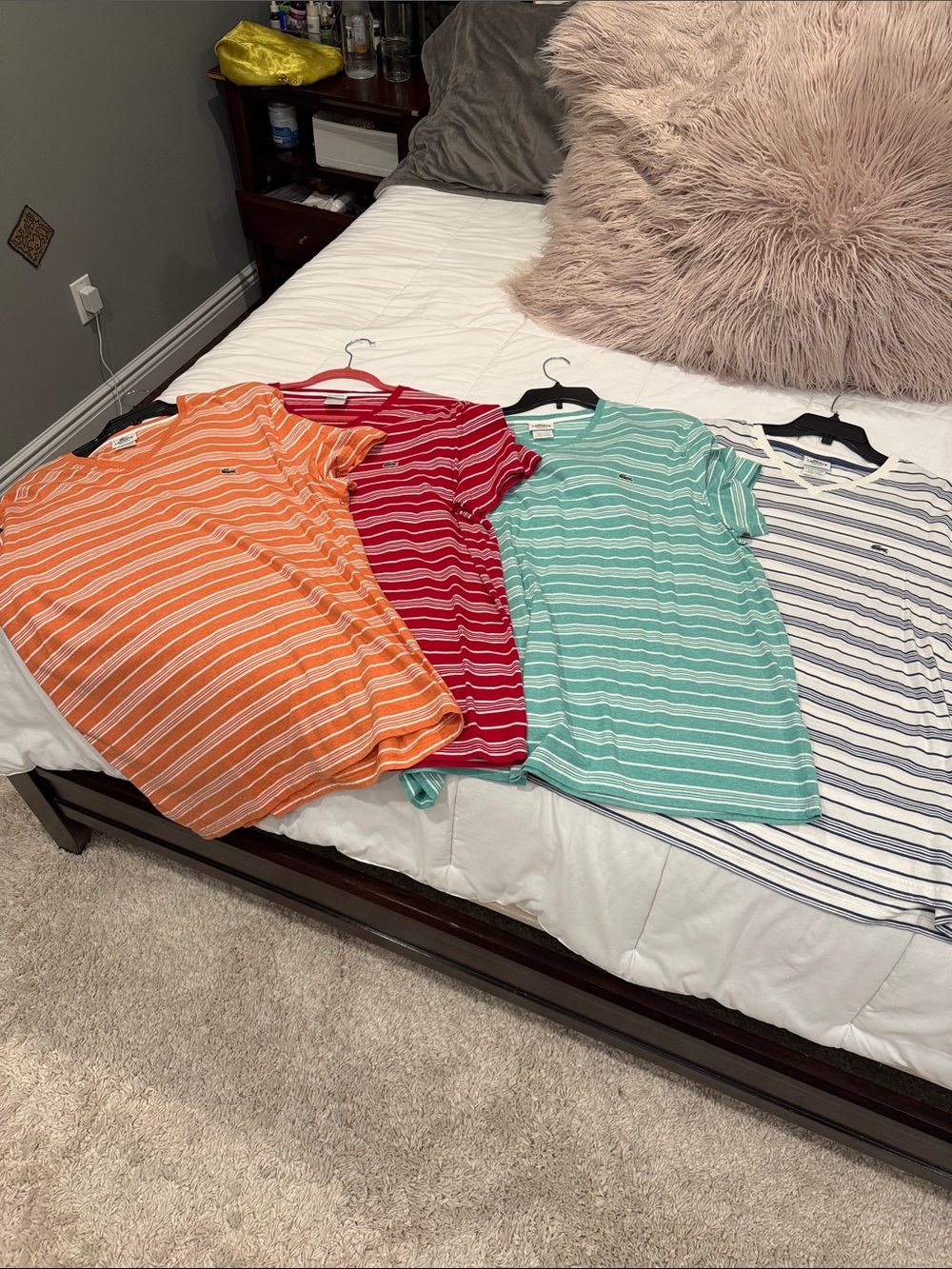 Lacoste striped  shirts bundle green/orange/ red/ white good condition 3xl